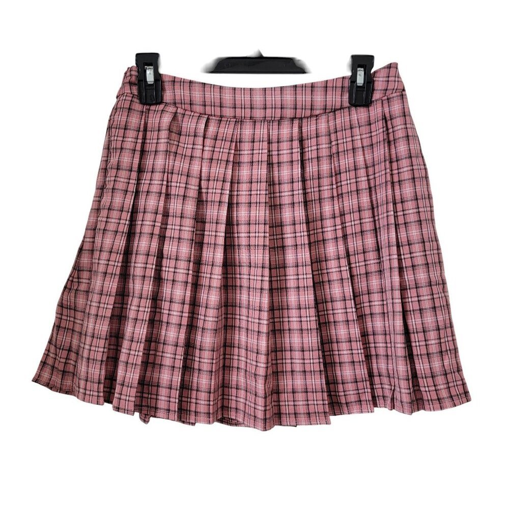 SHEIN Size M Pink Black & White Plaid Schoolgirl Pleated Mini Skirt